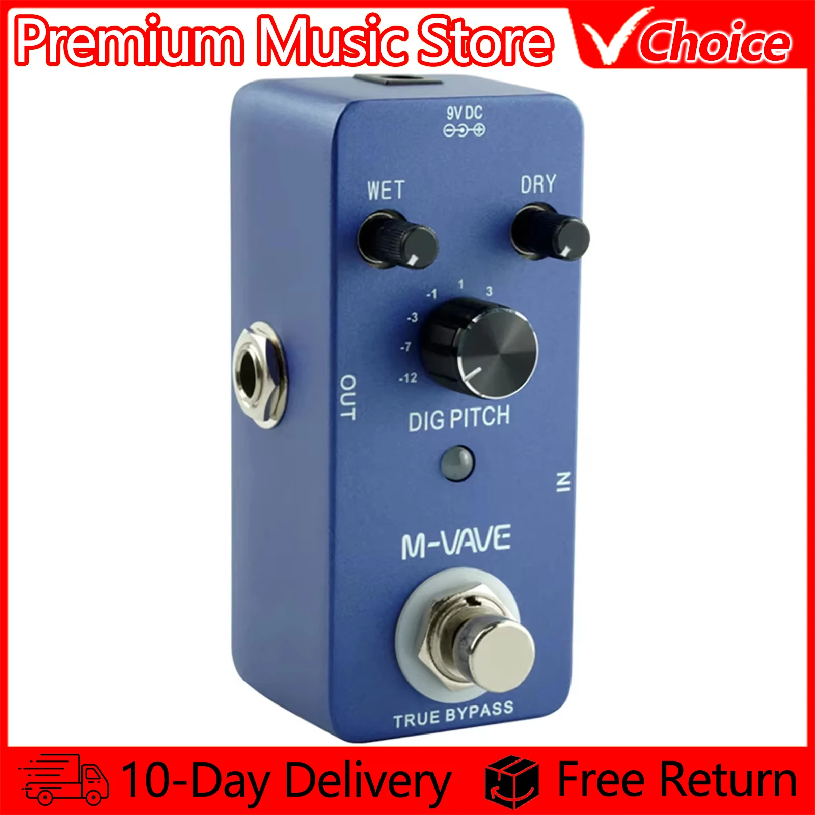 M-VAVE Electric Guitar Pedal DIG PITCH Effect Pedal 9 Pitch Shift Effect True Bypass Zinc Alloy Shell Guitar Accessories Parts