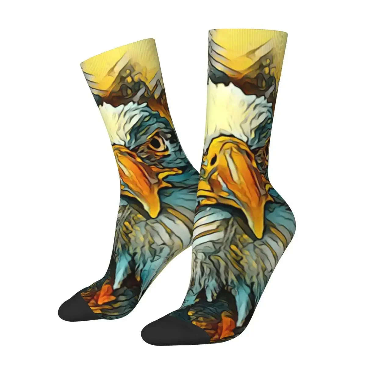 Animal Art Eagle Socks Vintage  Watercolor  Stockings Female Soft Outdoor Sports  Winter Design Anti Skid 