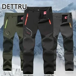 Men Winter Fleece Waterproof Outdoor Elastic Pants Soft Shell Camp Fish Trekking Climb Hiking Sport Travel Training Run Trousers