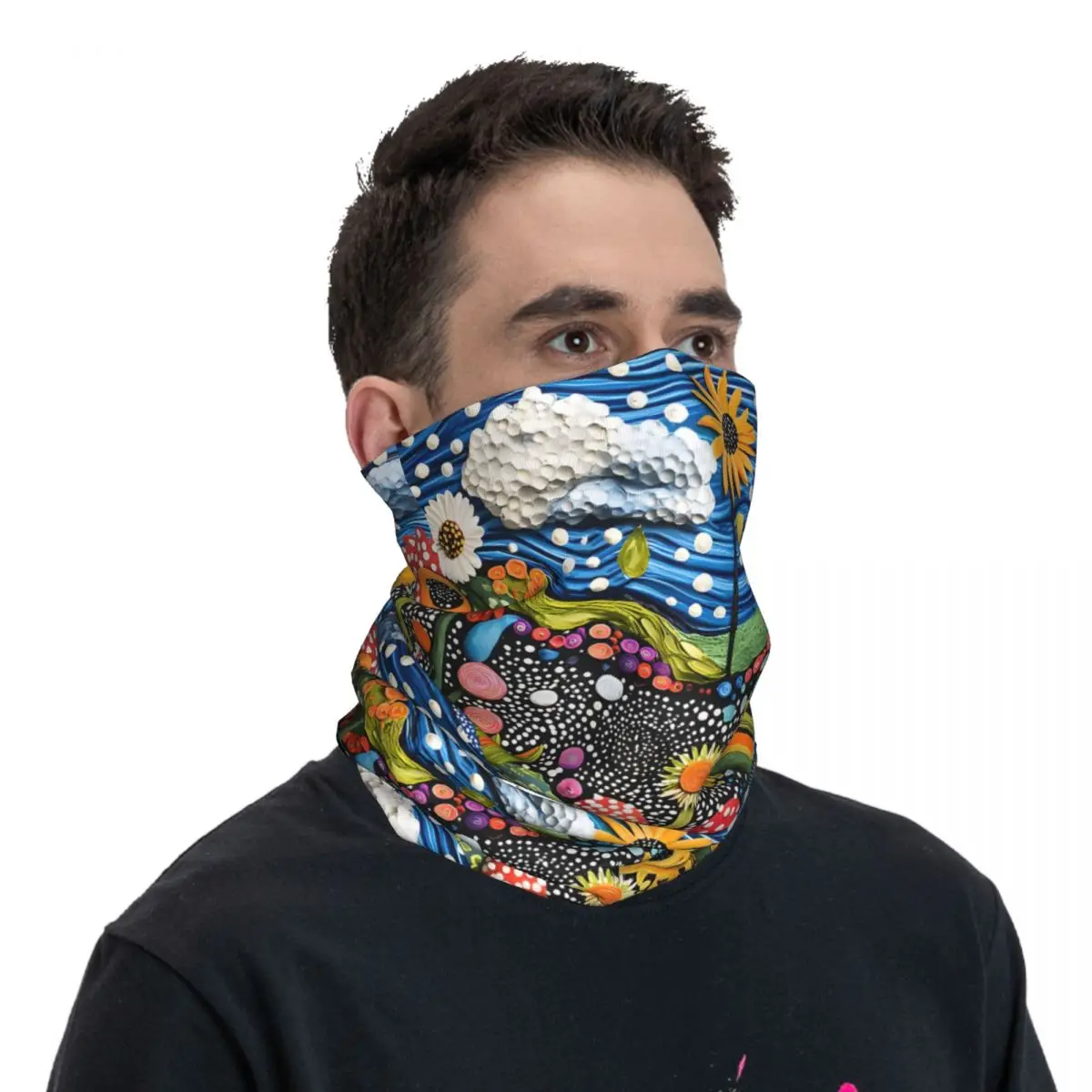 Polka Dot Garden Art Thin Bandana Neck Gaiter Polish Folk Wrap Scarf Headband Neck Cover image 4