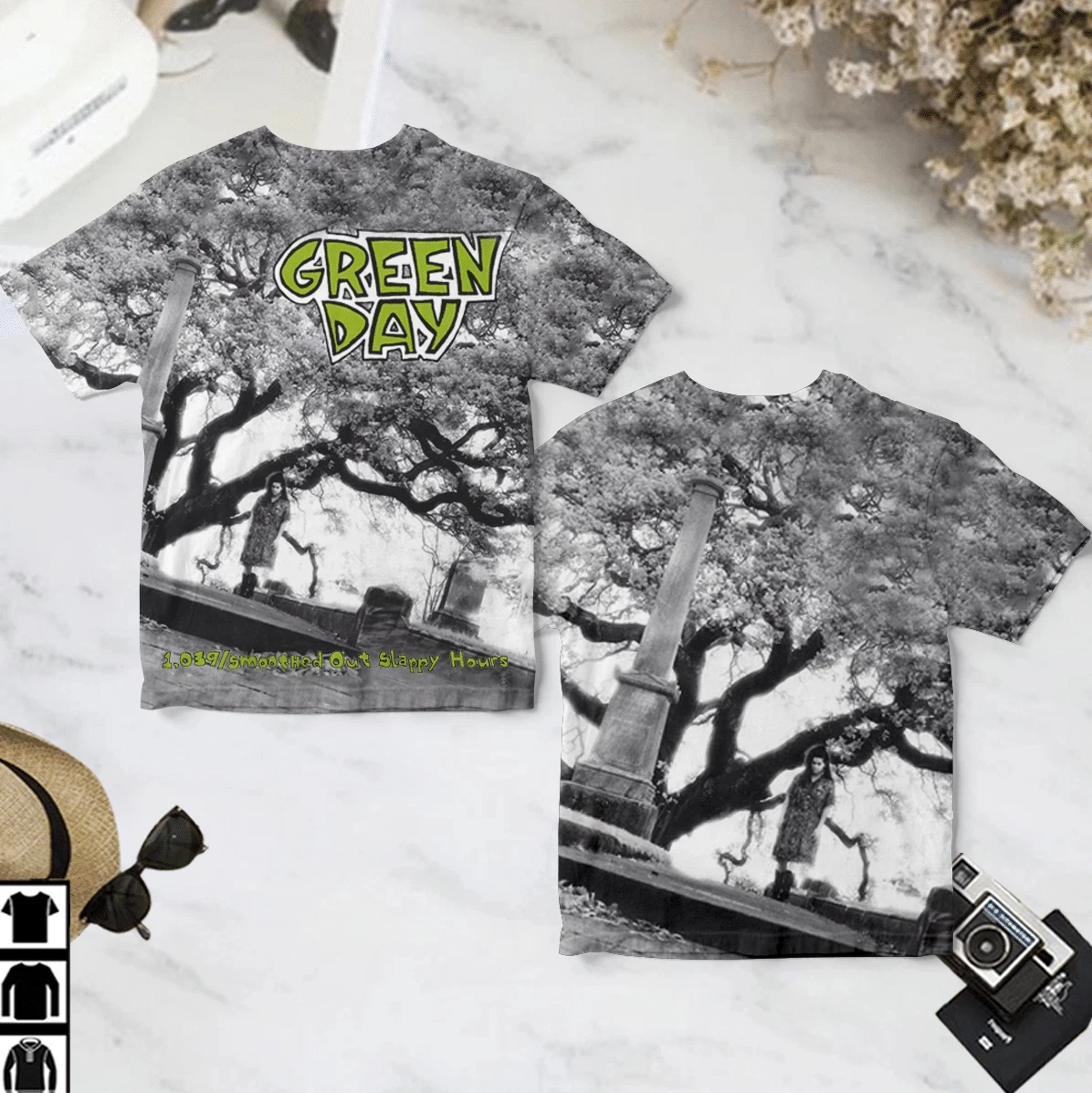 

Футболки унисекс из чистого хлопка с принтом по мотивам альбома Green Day Band 1039 Smoothly Processed "Slippery Moments".