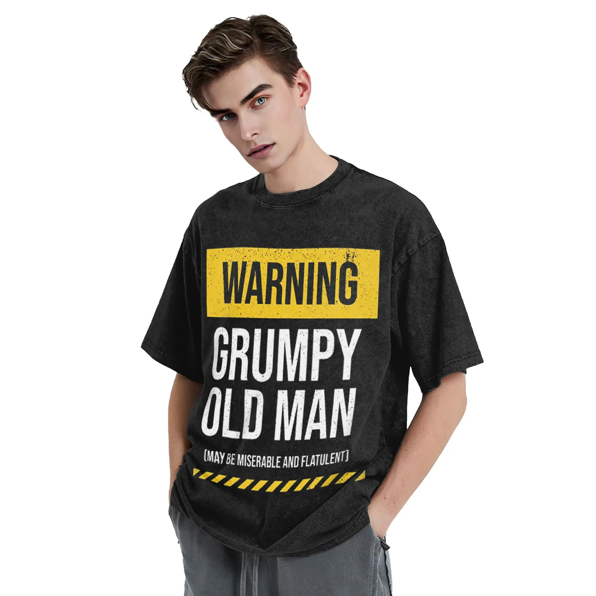 

Предупреждающая мужская футболка Grumpy Old Man, хлопковые футболки большого размера, мужские футболки с коротким круглым вырезом, летняя одежда, топы S-2XL