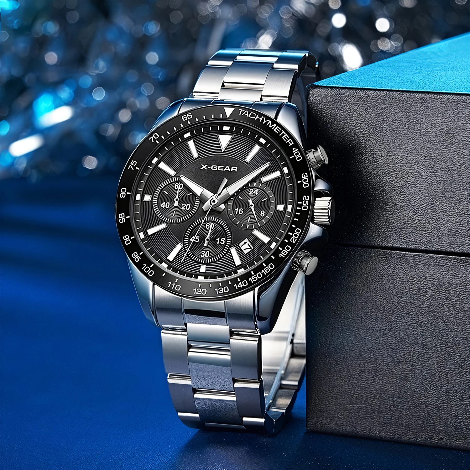 

Men's Quartz Watch with Black Dial and Stainless Steel Bracelet for Business/Formal Wear