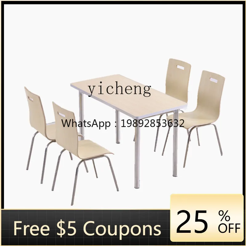 Stainless Steel Canteen Table & Chair Combination Snack Bar Table and Chair Simple
