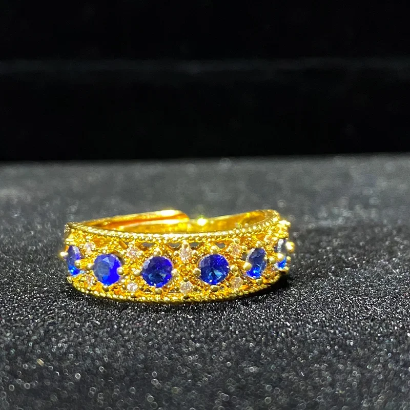 MDL مويسانيتي نمط الدانتيل صف الدائري الأزرق وأشار بلورات عالية الكربون الماس INs زوجين حلقة حلقة مفتوحة