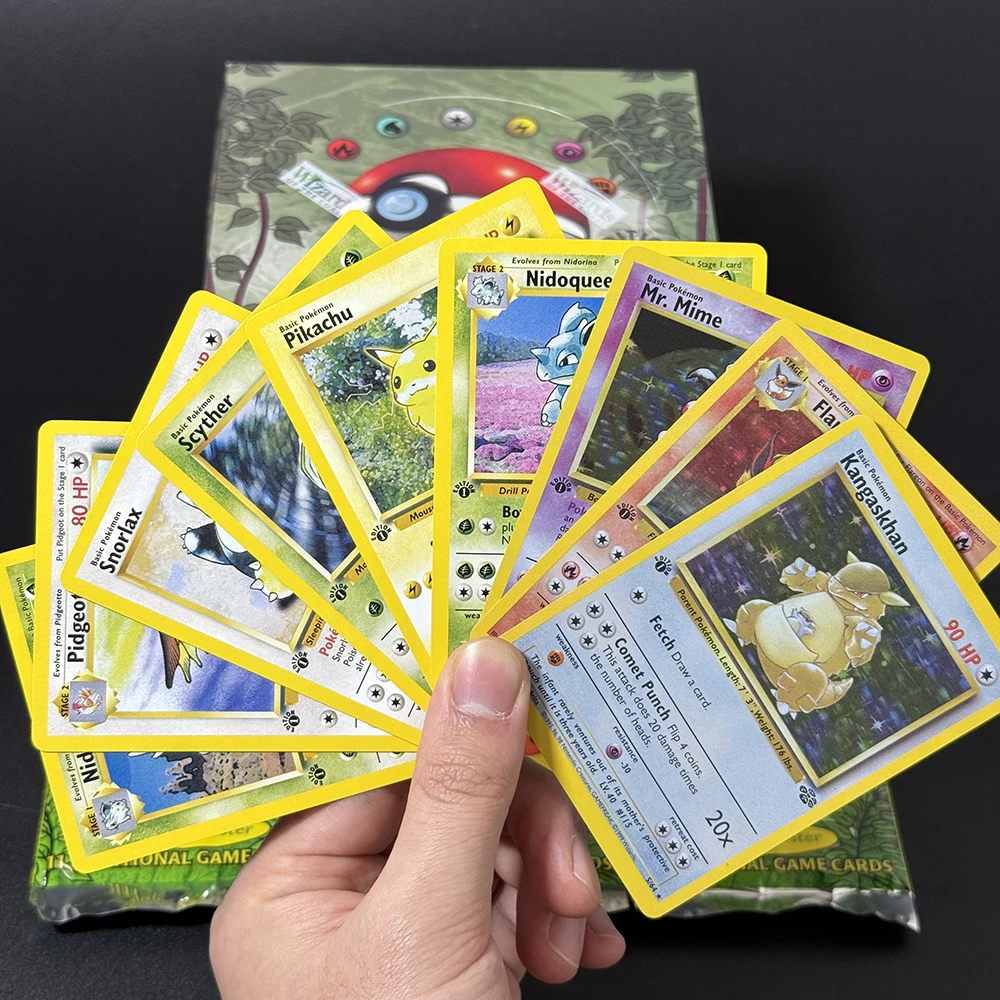 Pokémon Jungle Booster Packs TCG 1. Auflage, Proxy-Spielkarten, Flareon Wigglytuff Scyther-Packs, 1 Packung, 11 Karten, versiegelte Verpackung