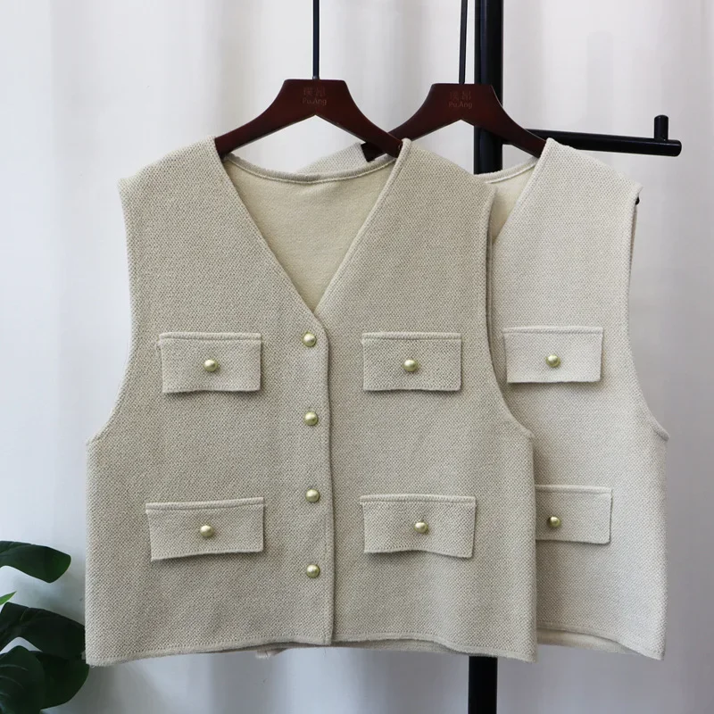 2024 Women Vest Sweater Cardigan Kintted Button Cute Loose Spring Autumn Pullover Vintage Winter Streetwear Y2k Jumper Coat