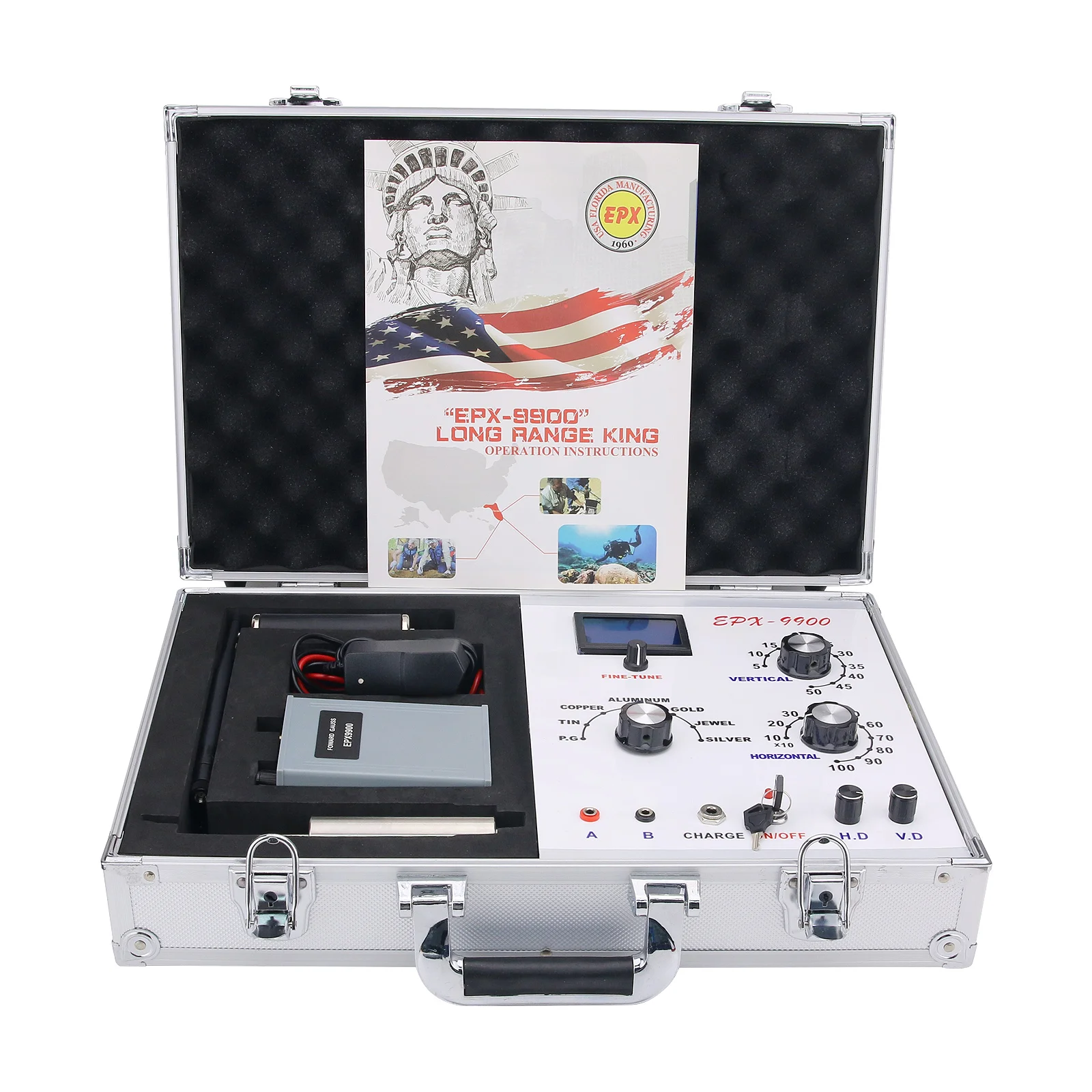 EPX9900 Long Range Underground Metal Detector for Gold Silver Copper Tin Gem Treasure Hunting