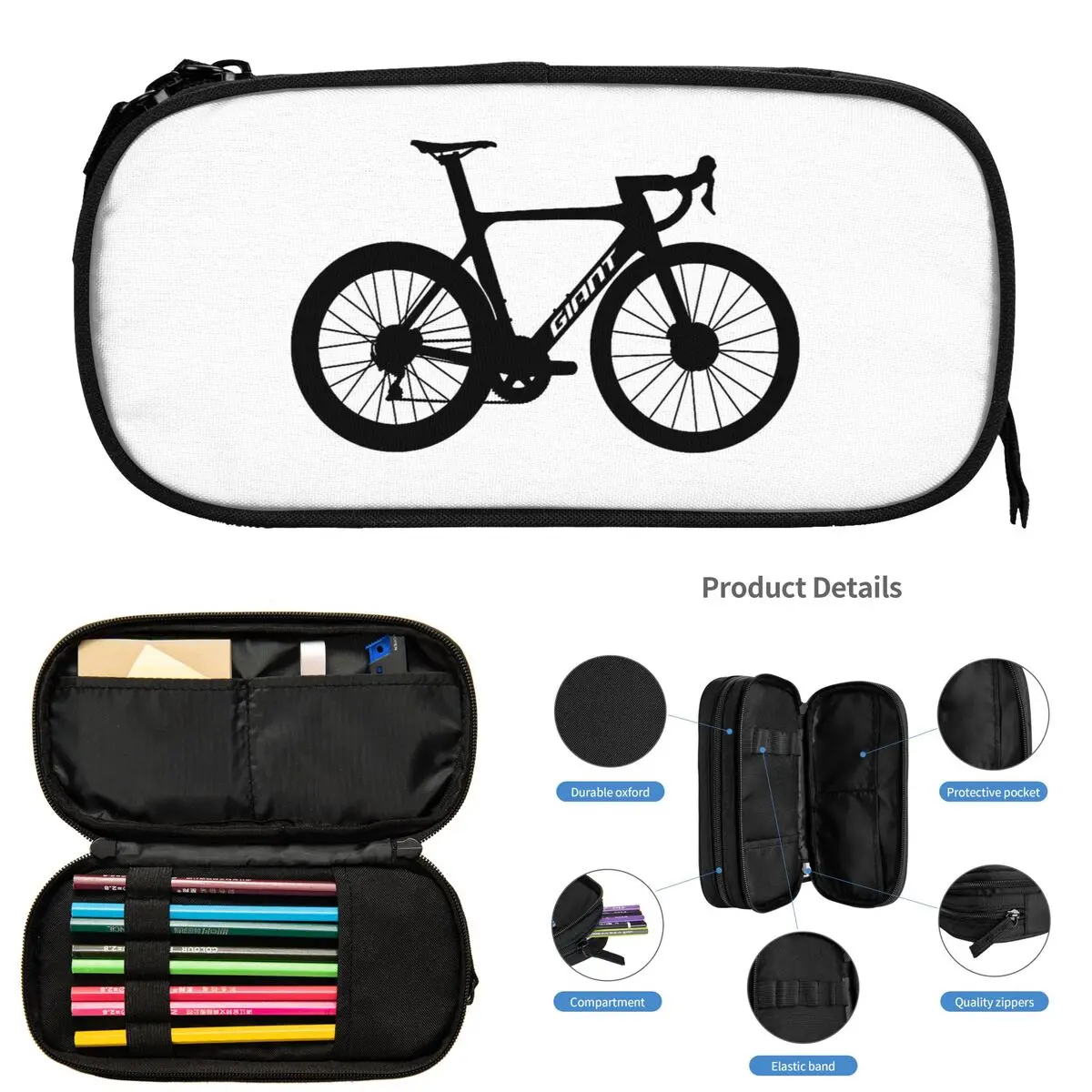 Gigante propulsor bicicleta de estrada silhueta lápis casos para estudantes presentes caneta caixa lápis saco grande capacidade lápis bolsa armazenamento