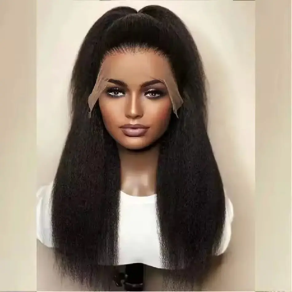 

Real HD Lace Front Yaki Straight Wig 13*4 Lace Frontal Human Hair Wigs Kinky Straight Wigs Brazilian Long Style Afro Curly Hair