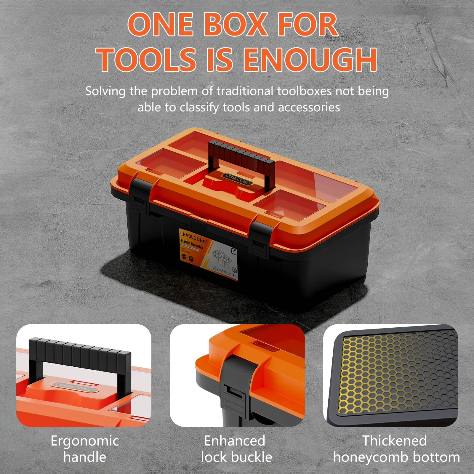 15 Inch Multifunctional Plastic Tool Storage Box Durable Portable Double-layer Tools Storage Box Hardware Electrician Decoration
