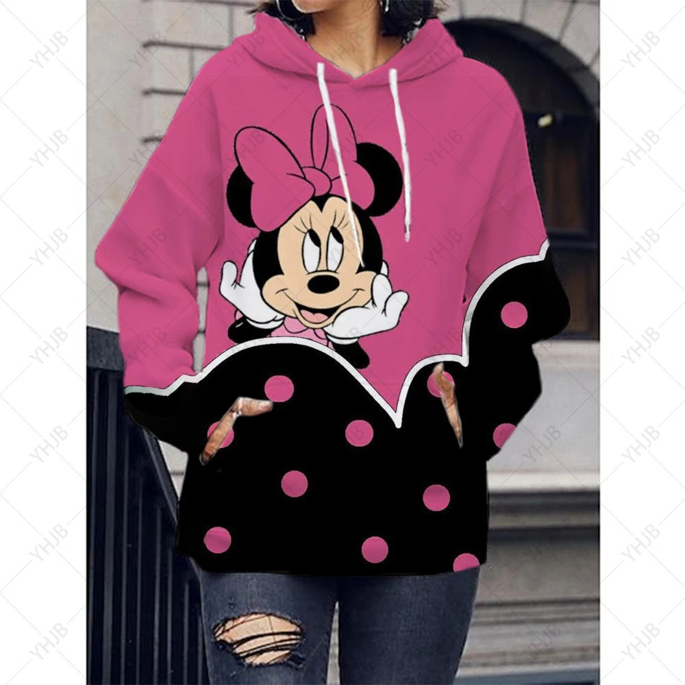 Moletom Disney Mickey Mouse para homens e mulheres, moletom Harajuku, estampado simples, moda casual, estudante jovem, outono