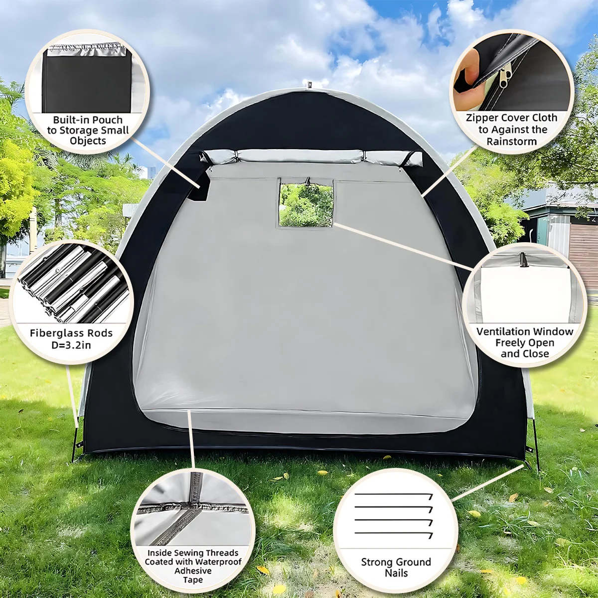 Thickened Oxford Cloth Portable Bike Shelter Private Travel Tent for Outdoor Hiking Cycling Camping And Travel