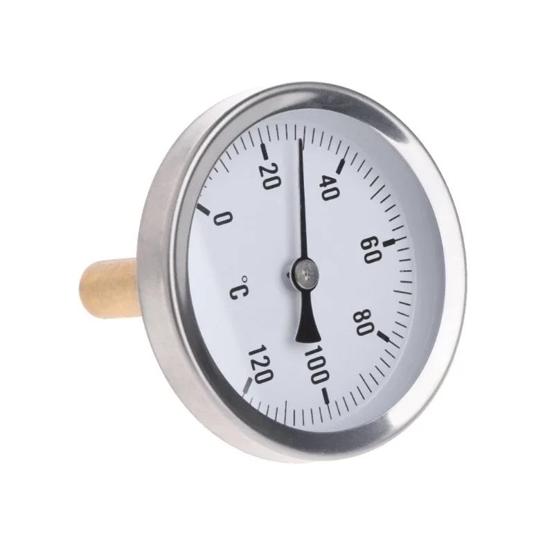 28GF Round Dial Horizontal Thermometer 63mm Aluminum Temperature Gauge Meter Suitable for Liquid Water Measure 0-120°C