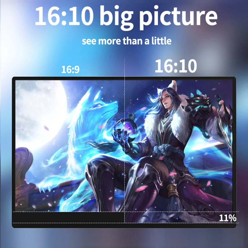 16 '' 2.5K 120Hz HDR  Portable Monitor 2560*1600 16:10 100% sRGB  Display Game Screen For Laptop Mac Phone Xbox PS4 / PS5 Switch