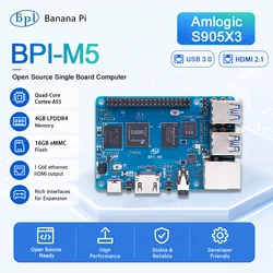 Banana PI BPI-M5 Amlogic S905X3 Quad Core 4GB LPDDR4 RAM 16GB eMMC Flash Support Linux Raspberry Pi Orange Pi dev Single Board
