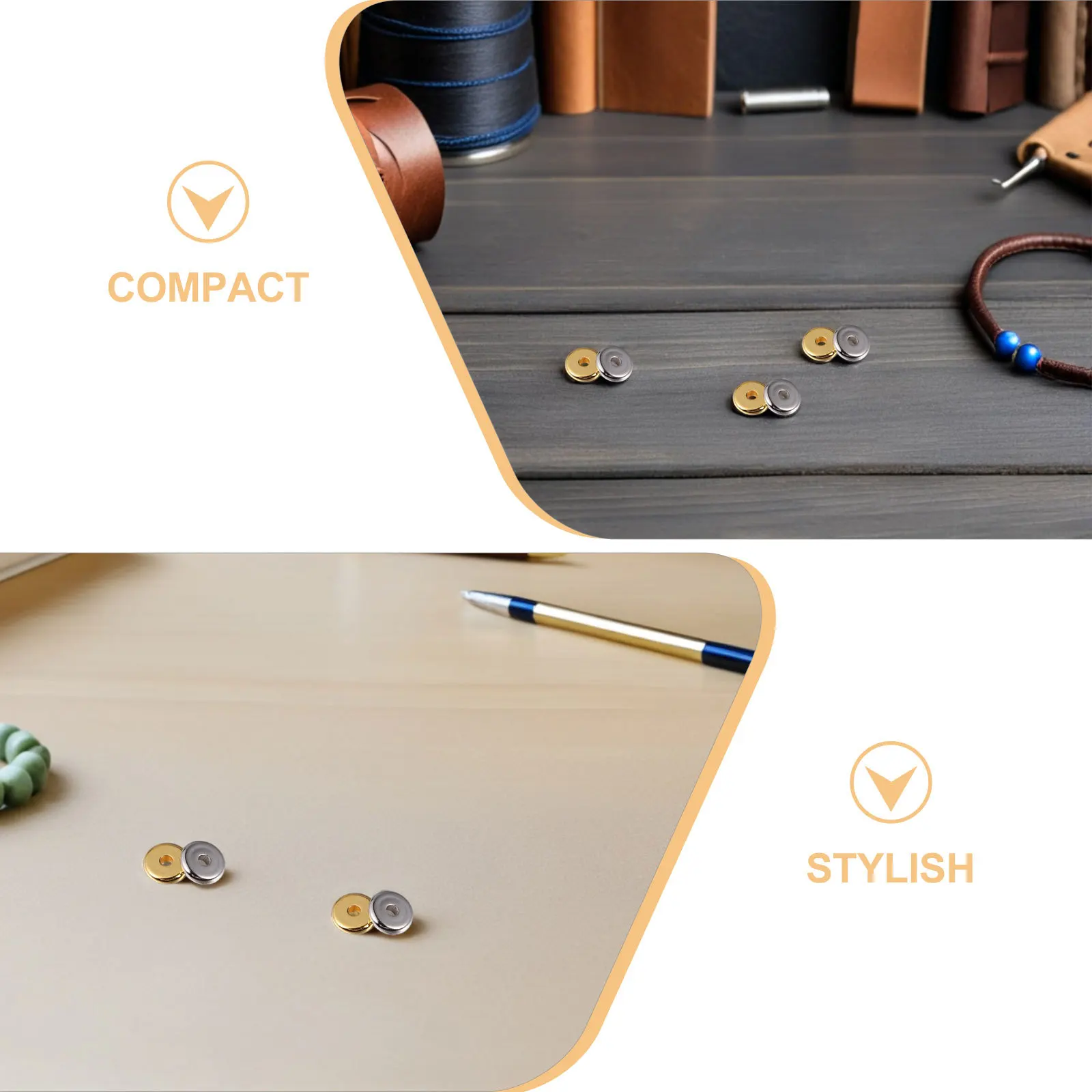 80 قطعة شقة مستديرة الفولاذ المقاوم للصدأ خزر عازل 6 مللي متر ثقب كبير الخرز المعدني ل سوار قلادة صنع المجوهرات اكسسوارات