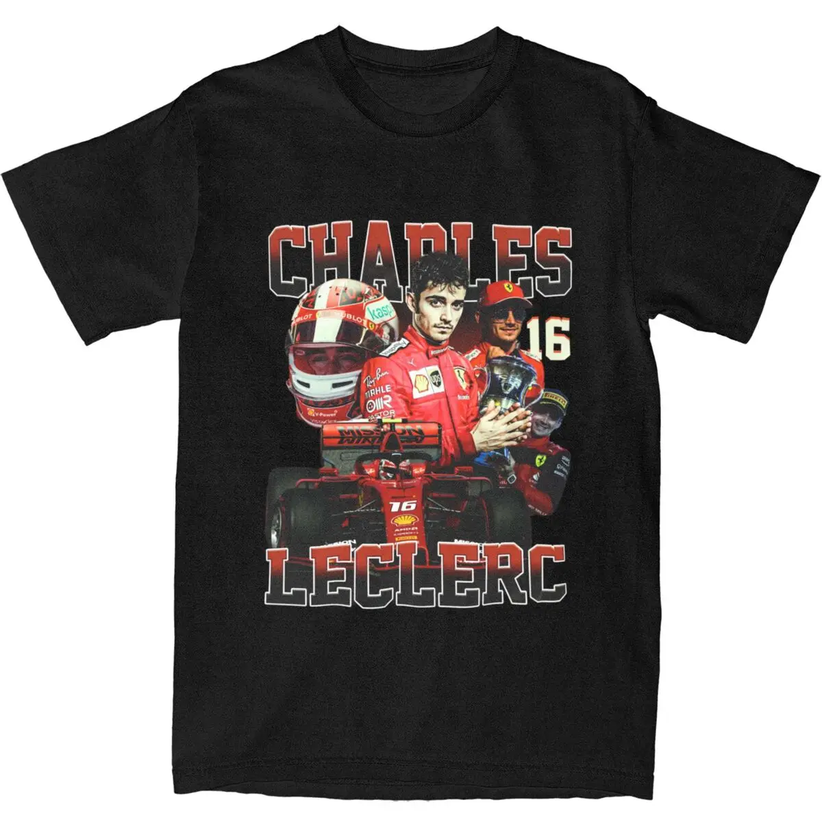 Charles Leclerc Merch t-shirt uomo donna F1 Racing Driver Vintage Pure Cotton Graphic Print Tees