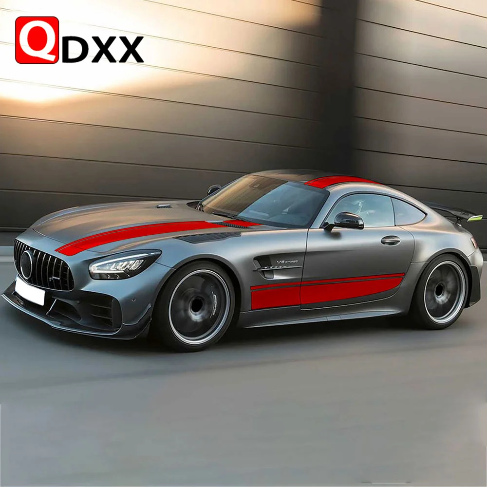 Car Hood Decal Roof Rear Body Side Stripes Skirt Sticker For Mercedes Benz AMG GT C190 R190 GTS GTR GTC 2015-On 2021 Accessories