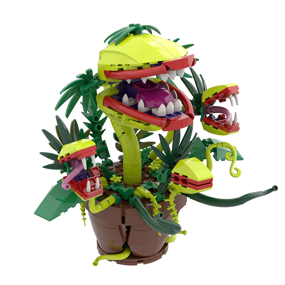 MOC Audrey II Piranha Plant Building Block Chomper Potted Plants Horrors Flower Model Bricks Assemble Toys Children Collect Gift