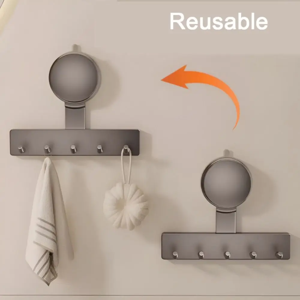

With 3/5 Hooks Suction Cup Hooks Punch-Free Reusable Storage Rack for Coat Towel Strong Load-bearing Capacity Space Saving