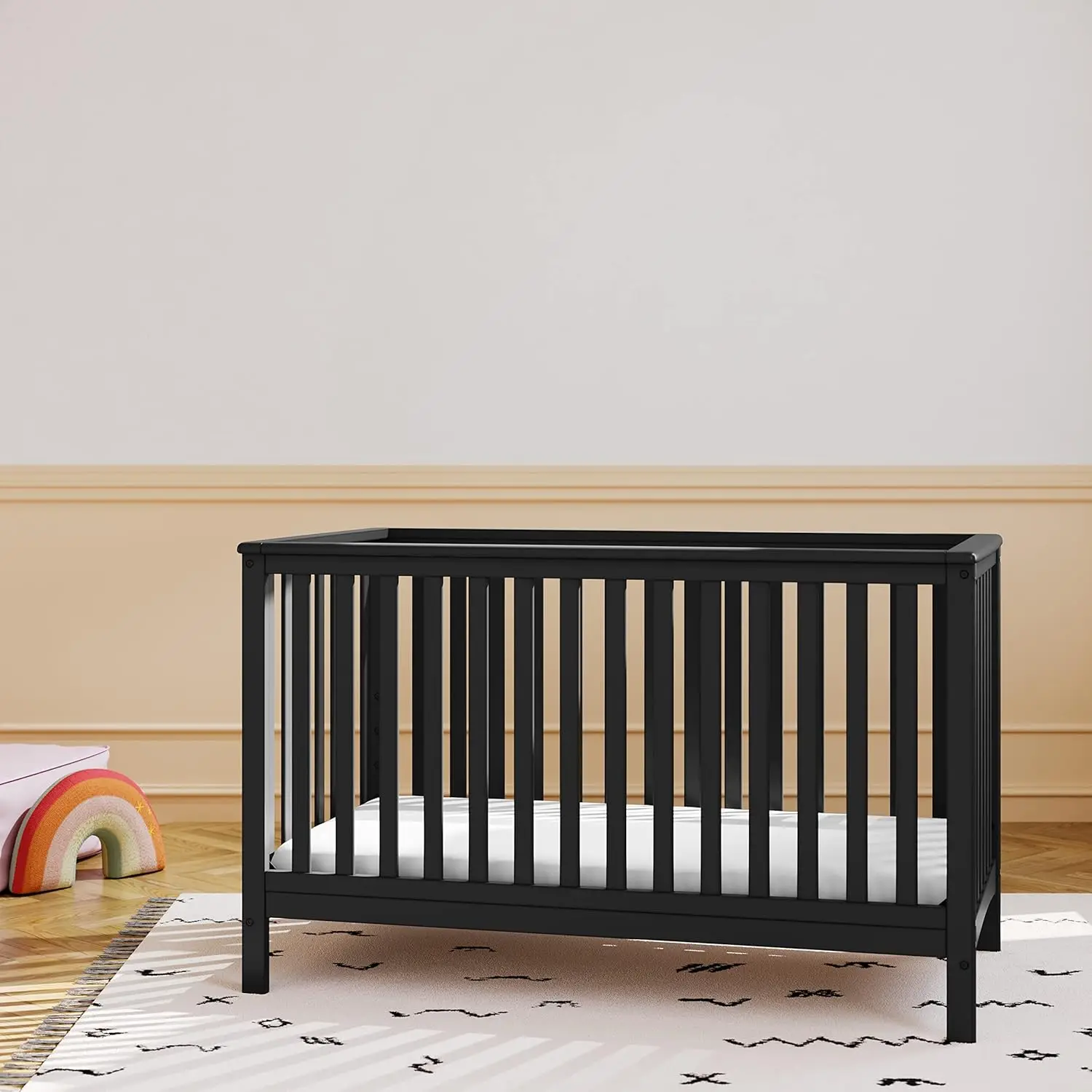 Storkcraft Hillcrest 4-in-1 Convertible Crib (Black) - Converts to Daybed, Toddler Bed, and Full-Size Bed, Fits Standard Full-Si