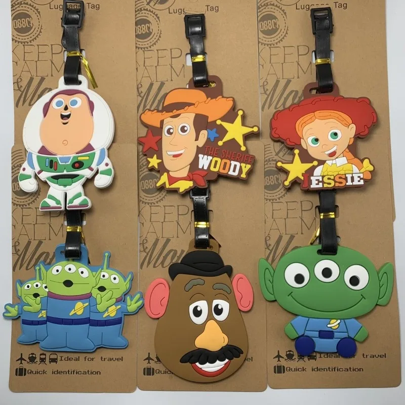 

Ins креативный мультфильм «История игрушек» Backfight Raiders Woody Bass Lightyear, трехглазовая багажная бирка, милые дорожные украшения «сделай сам», поставки