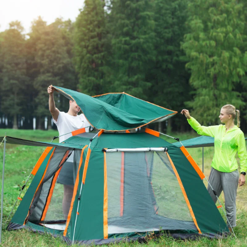 

3-4 Person Fully Automatic Camping Tent Double Layer Waterproof Four Sides Breathable Outdoor Family Party Hiking 3 Season Tent