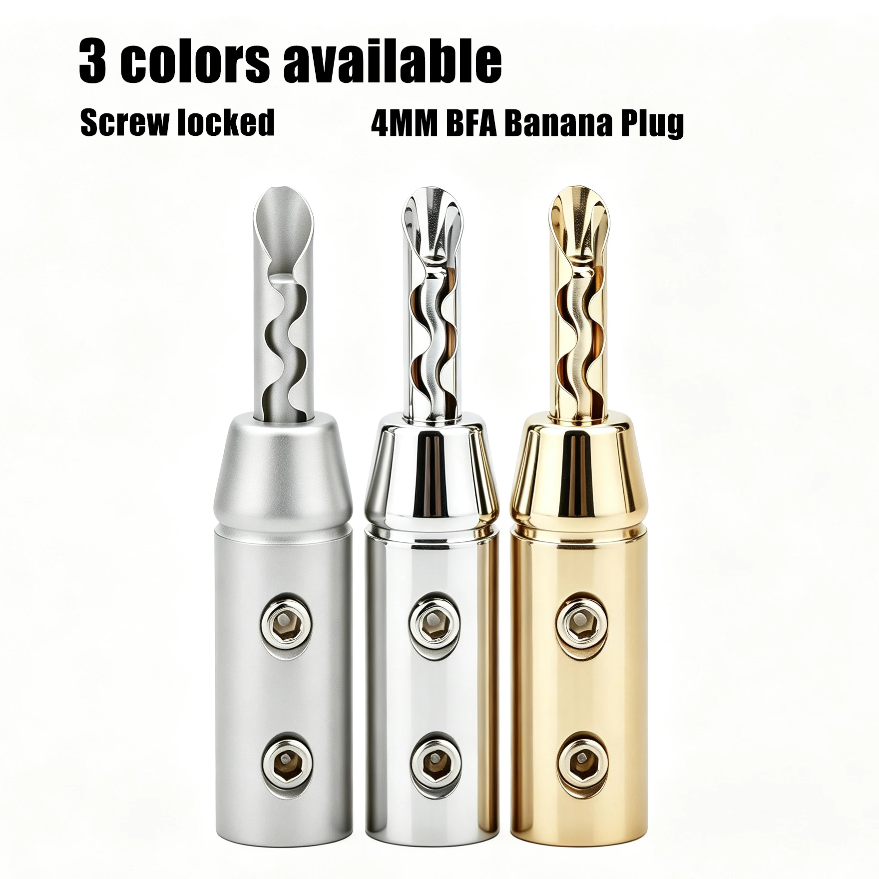 8PCS BFA Z Type Banana Plug Speaker Plug Double Screw Locking Banana Plugs HIFI Audio Grade Connector Rhodium Gold Plated