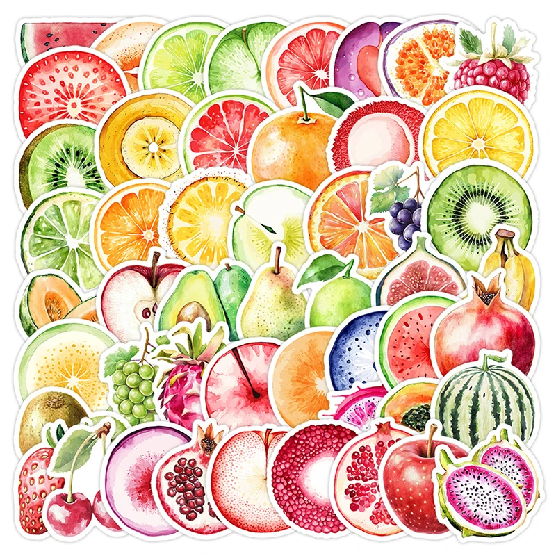 50 قطعة ملصقات الكتابة على الجدران الفاكهة المختلطة الديكور المحمول طبق الفاكهة صندوق أدوات مكتب زجاجة ماء الأمتعة لعبة الشارات ذاتية اللصق #1