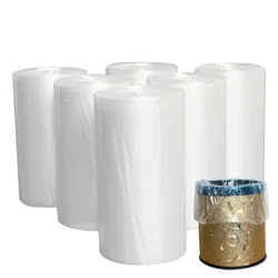 50 Pcs/Roll White Trash Bags Household Kitchen Disposable Plastic Bags Hotel Transparent Garbage Trash Bags Cleaning Supplies