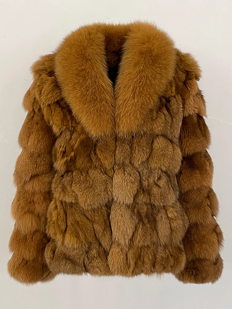Women Fur Splicing Outerwear Classic Thick Clothing2025 New Fashion Winter Warm Real Fur Coat Natural Fox Fur Jacket