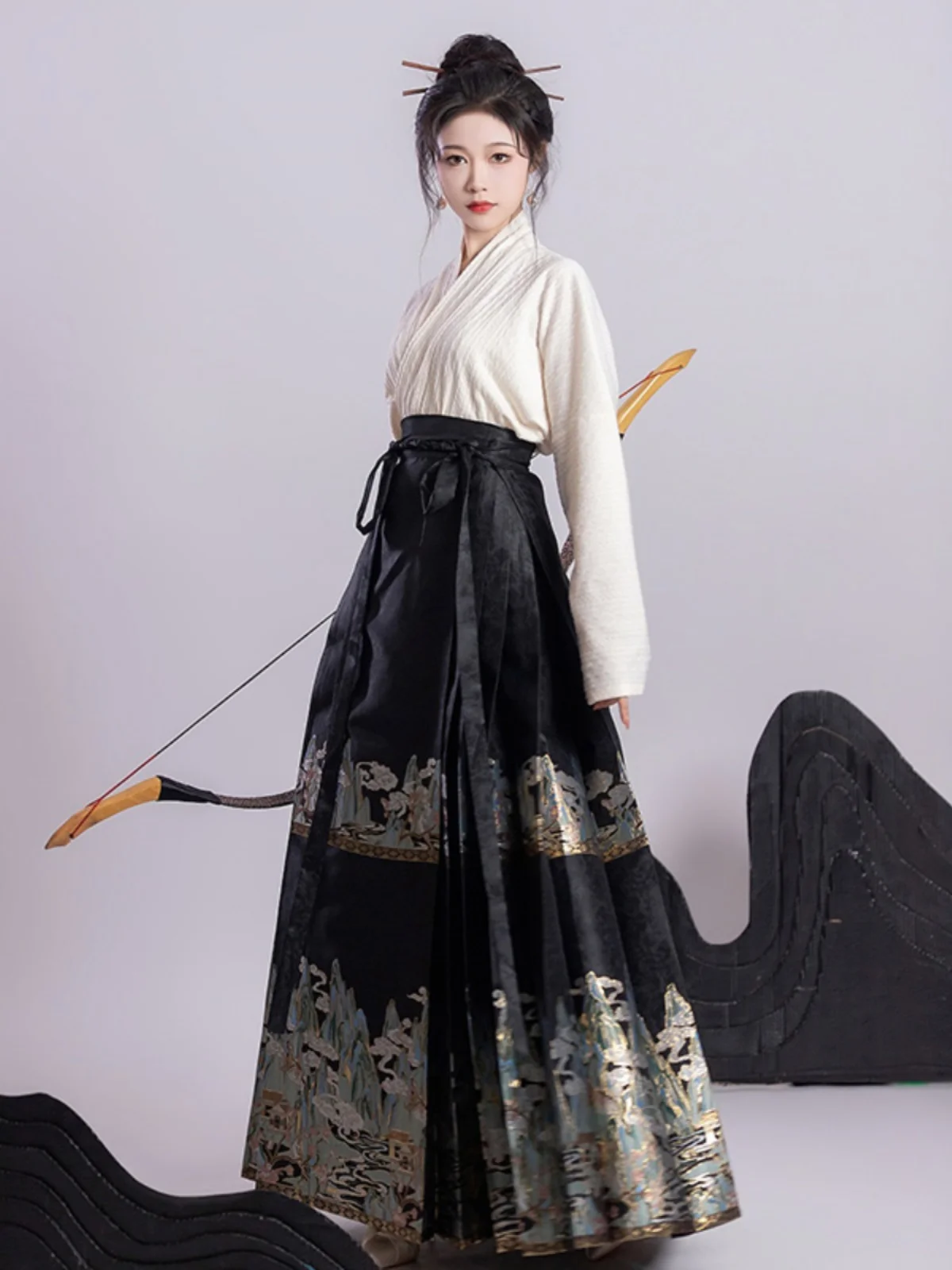 

Original Hanfu Woven Gold Thousand Li Mountain River [Imitation eup Face Skirt] Ming Dynas New Chinese Sle Natio...