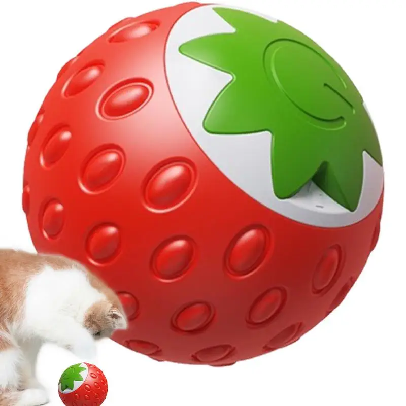 Smart Ball Cat Toy Strawberry Rolling Ball Cat Toy Interactive Cat Toys For Indoor Cats Intelligent Obstacle Avoidance