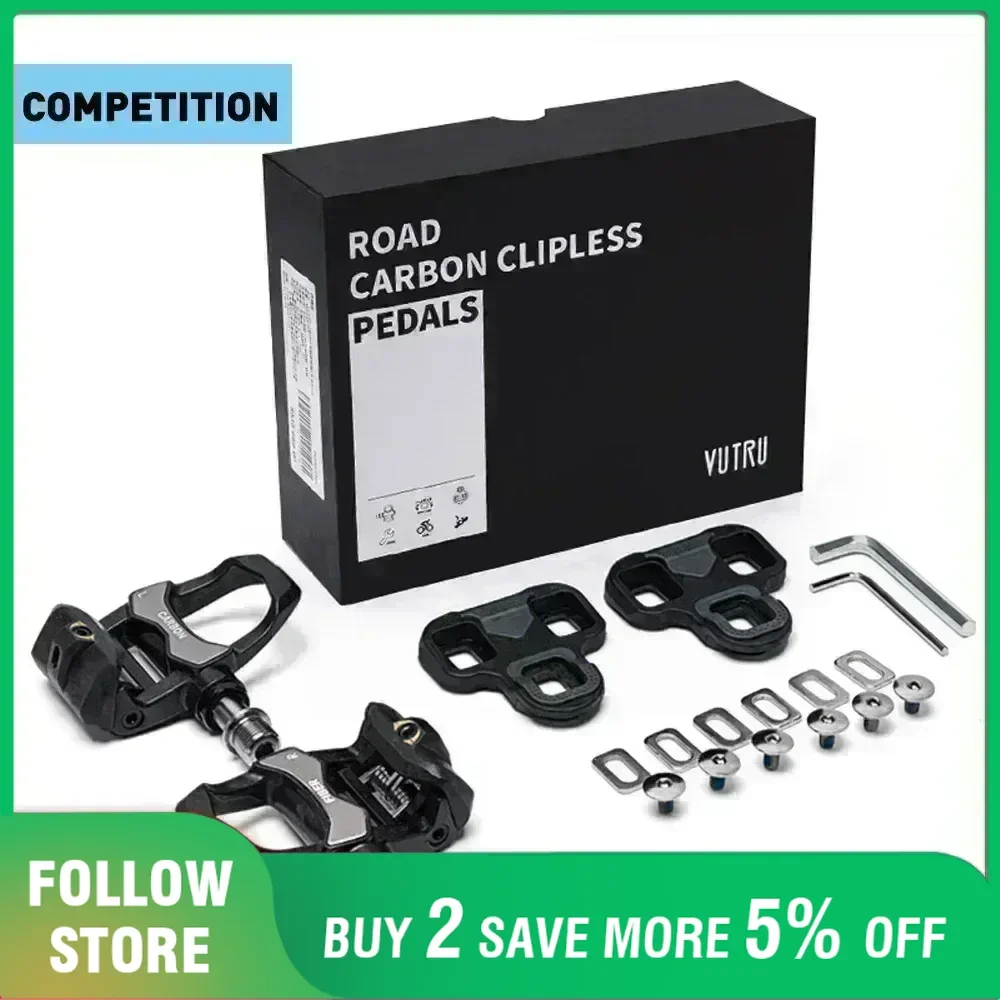 

VUTRUXSANTIC Road Bike Pedals Carbon Self-Locking Pedals w/ Road Cleats Entry-level Pro-level competition-level Bike Part Pedals
