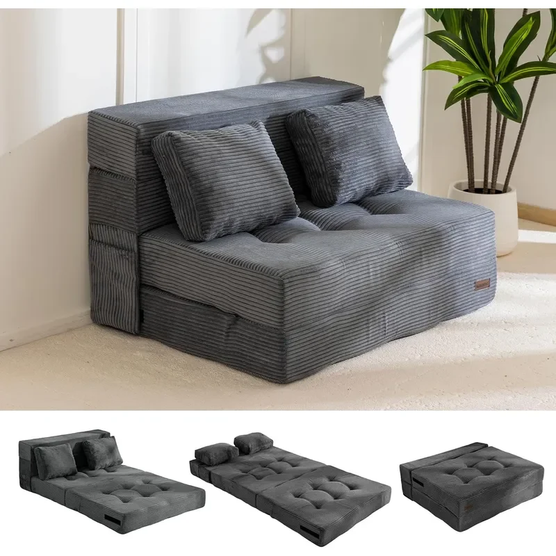 Convertible Sofa Bed Fold Out Sofa Couch with Pillow for Adults