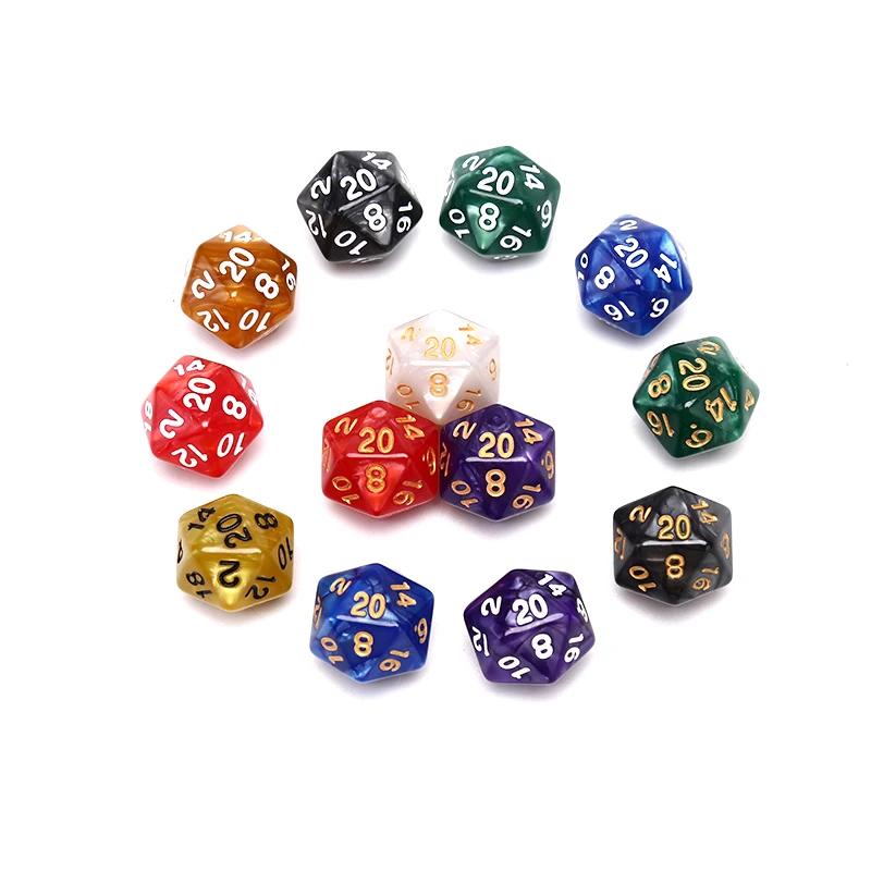 

1PC Durable Pearlized D20 Dice Acrylic 20 Sided Dice for Board Game