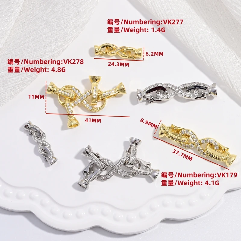 ZHUKOU DIY Clasps And Accessories For Jewellery Making Cubic Zirconia Brass Metal Connector For Bracelets 1 PCS :VK277-VK278