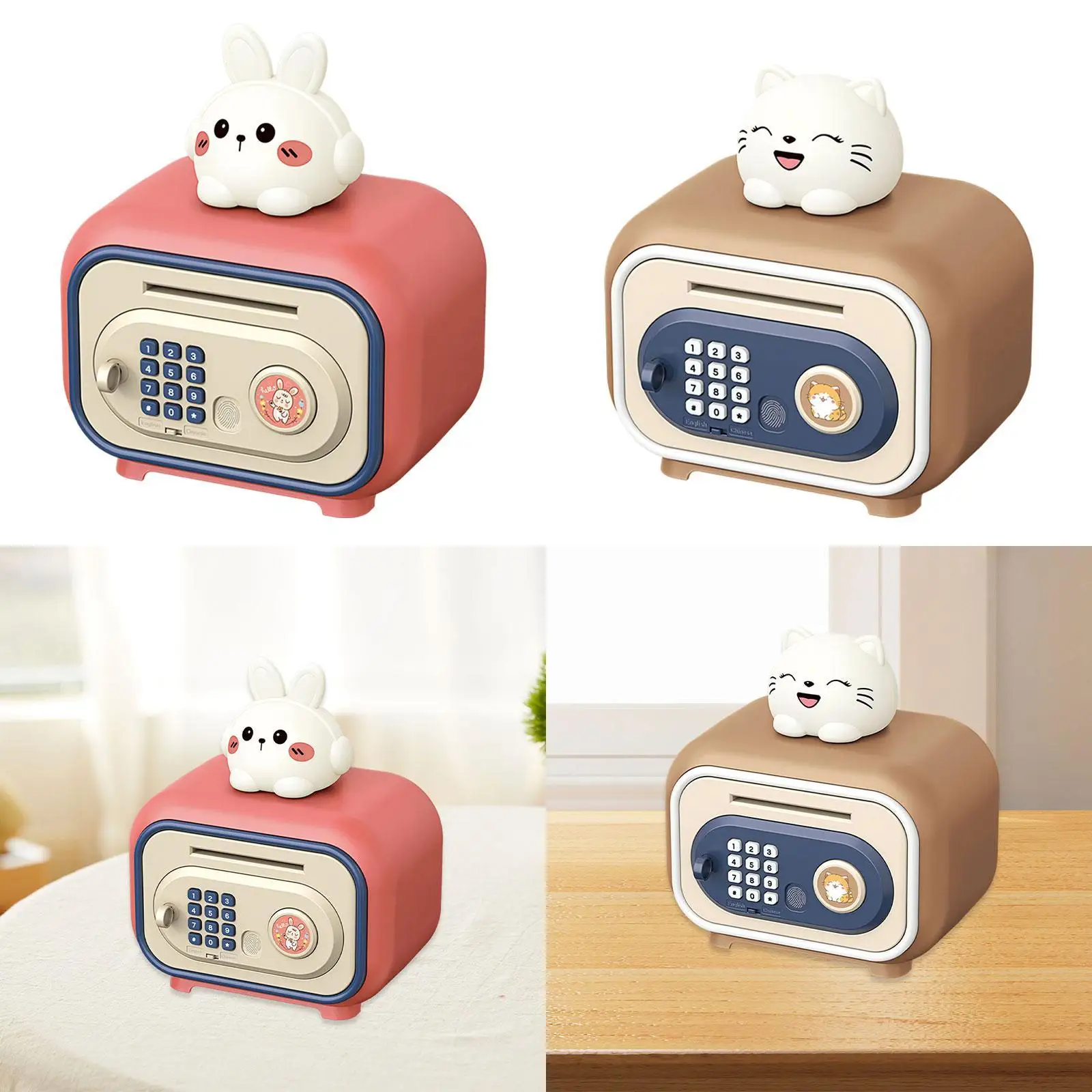 Piggy Banks with Chinese English Language Switch Money Security Box Password Lock for Girls Boys Children Age 3-8 Years Kids