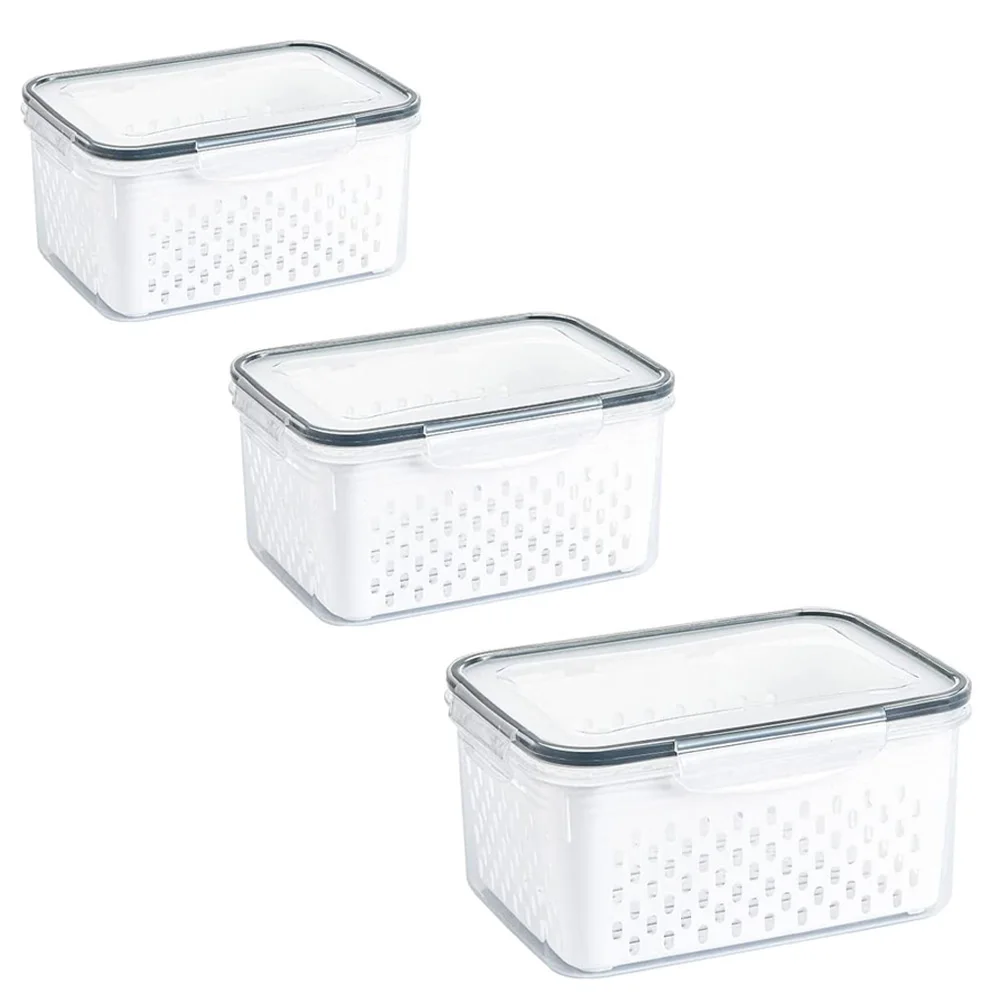 

3pcs Fruit Storage Box Set Kitchen Fridge Organizer Reusable Food Container Wear Resistant Home Accessory Multi Function