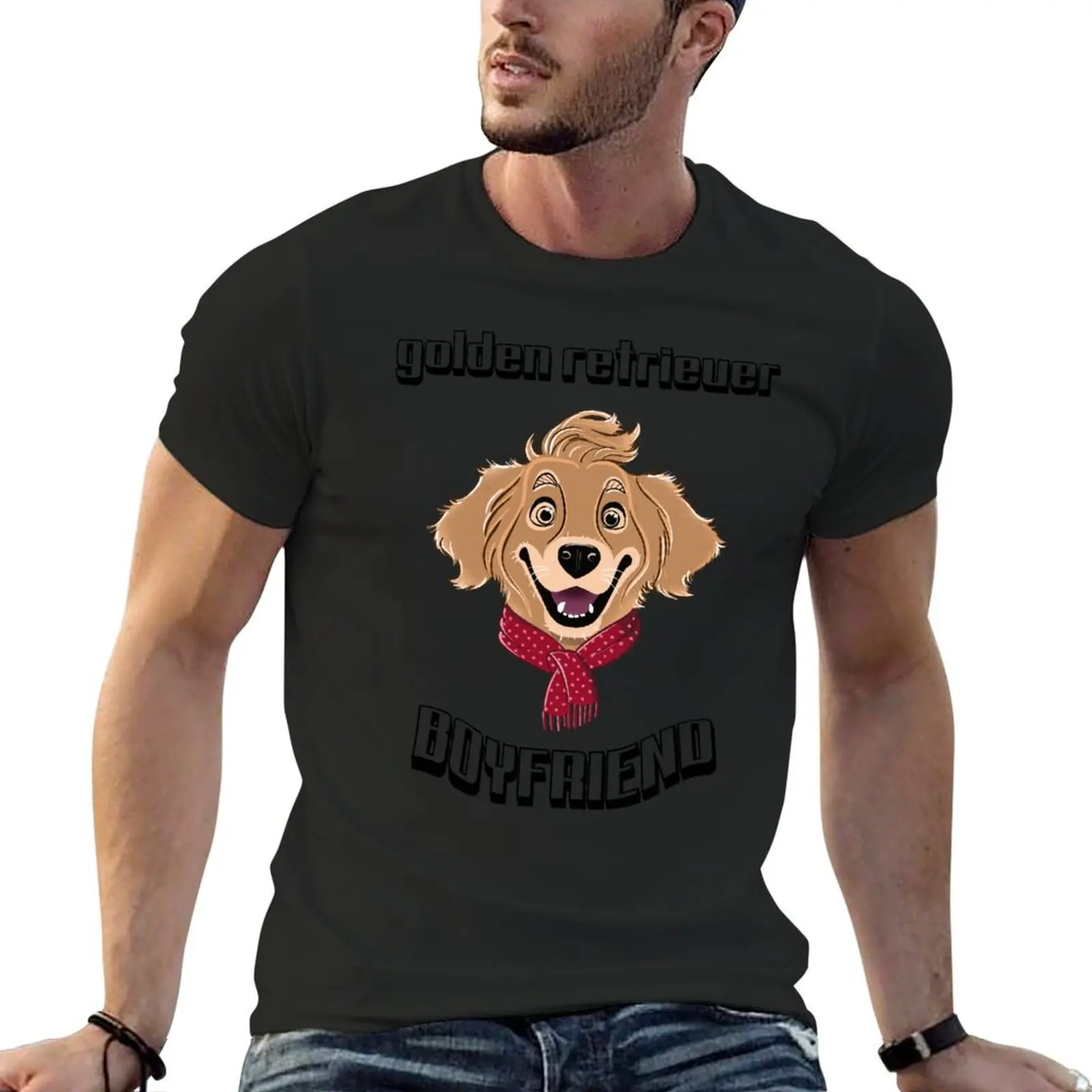 Golden retriever boyfriend T-Shirt oversizeds cheap stuff blacks anime tshirt sweat shirts, men