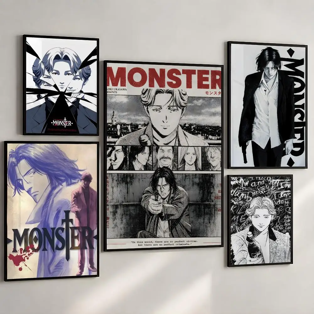Anime Monster Johan Liebert Thriller Poster PP Wall Art Print Removable Water-Resistant Home Decor for Bedroom Apartment Gift