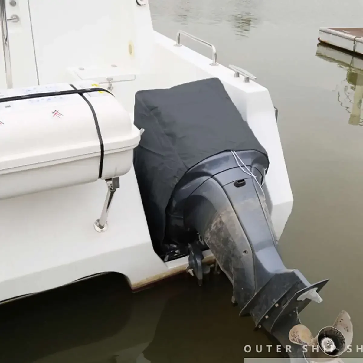 

Waterproof Sunshade Dustproof Boat Motor Engine Hood Covers Black/Gray 115-225HP 300D Boat Full Outboard Engine Cover Protection