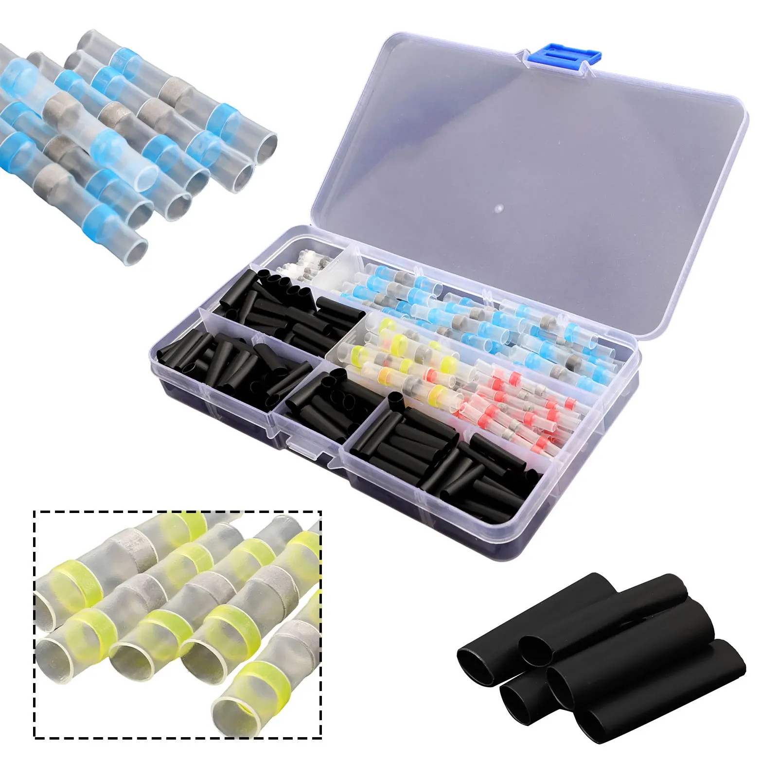 50 to 800 pcs Heat Shrink Solder Connectors with Transparent Polyolefin Sleeve and Internal Hot Melt for Marine Wiring