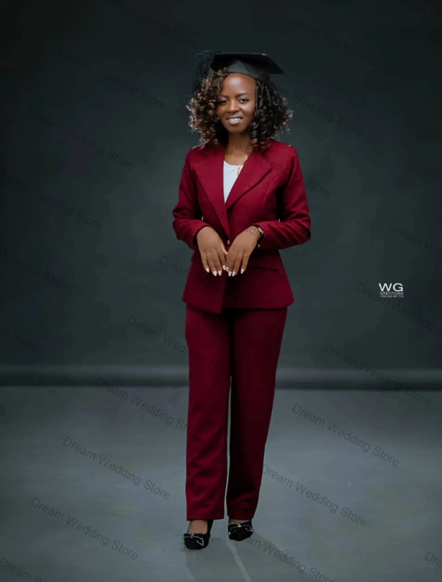 Women Suit Set 2 Pcs Blazer Pants Trousers Graduate Cotton Formal Office Business Lady Jacket Customized Guest Wedding Coat