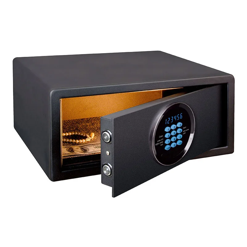 Mini Steel Fireproof Safe Box Fingerprint Electronic Digital Lock Key Lock Portable Anti-Theft Bedside Safe Home Safety Office
