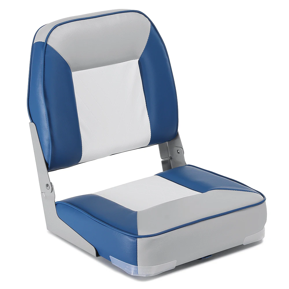 Siège de bateau pliable 18,9 pouces à dossier bas, en PVC imperméable, éponge épaissie, charnière antirouille, chaise de capitaine pliable pour bateau