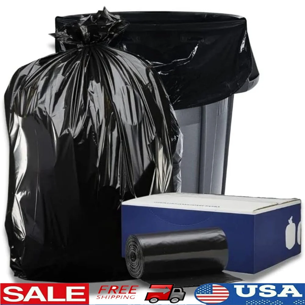 

Сверхмощные черные мешки для мусора для подрядного класса, очень большие вкладыши для мусора, устойчивые к разрыву строительные мешки для мусора для двора, упаковка 1,2 мил