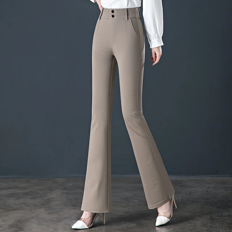 Micro Bell-bottoms Pants Women New Autumn Elastic High Waist Large Size Fishtail Trousers Middle-Aged Mothers Casual Long Pants