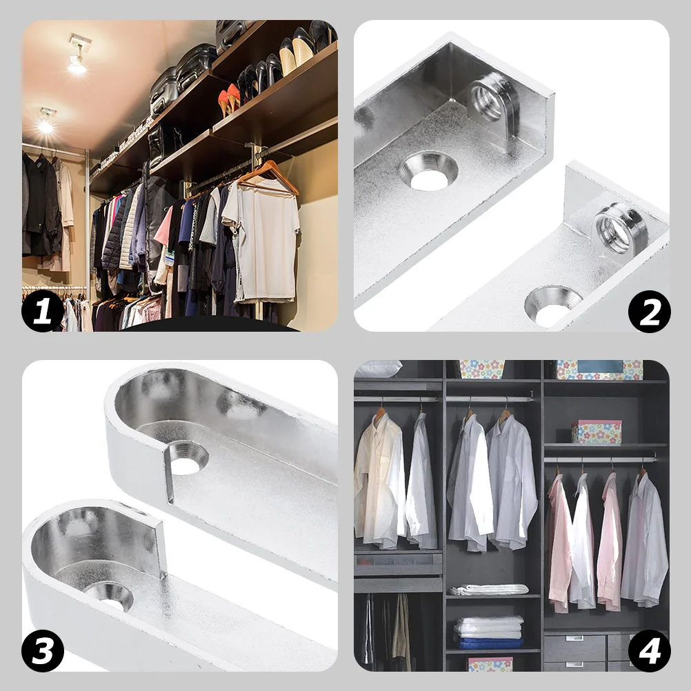 

6Pcs Closet Rod Socket Heavy Duty Iron Pole Flange Support Wardrobe Rod Holder Closet Pole Socket for Clothes Drying